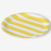 Uneven Stripes - Lemon Yellow en White Papieren Bordje (Gekanteld)