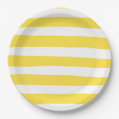 Uneven Stripes - Lemon Yellow en White Papieren Bordje (Voorkant)