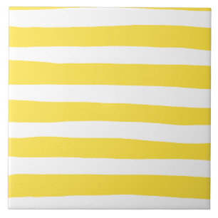 Uneven Stripes - Lemon Yellow en White Tegeltje