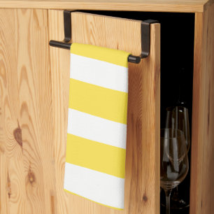 Uneven Stripes - Lemon Yellow en White Theedoek