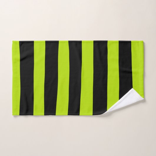 Uneven Stripes - Lime Green en Black Bad Handdoek (Handdoek)