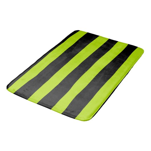 Uneven Stripes - Lime Green en Black Badmat (Gekanteld)