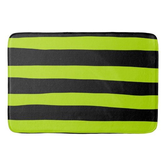 Uneven Stripes - Lime Green en Black Badmat (Voorkant)