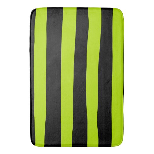 Uneven Stripes - Lime Green en Black Badmat (Voorkant Verticaal)