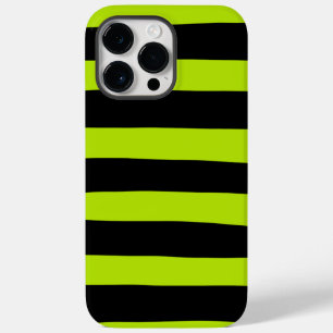 Uneven Stripes - Lime Green en Black Case-Mate iPhone 14 Pro Max Hoesje