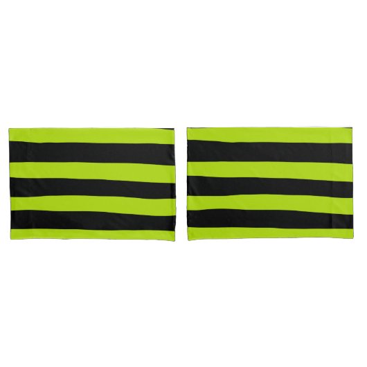 Uneven Stripes - Lime Green en Black Kussensloop (Voorkant-Set)