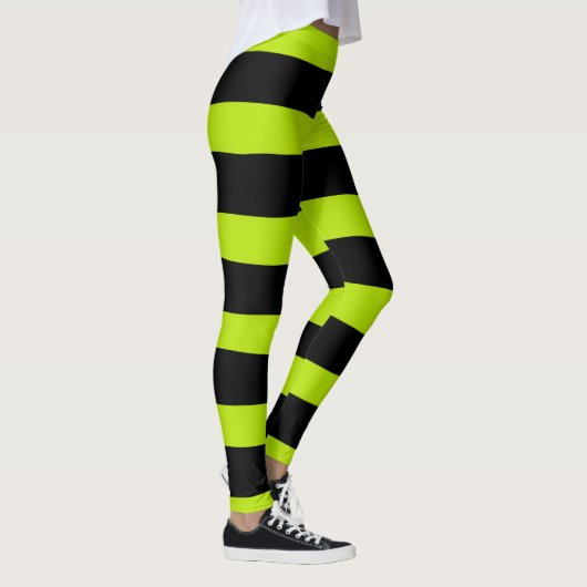Uneven Stripes - Lime Green en Black Leggings (Rechts)
