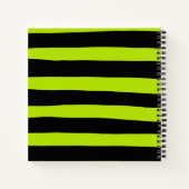 Uneven Stripes - Lime Green en Black Notitieboek (Achterkant)