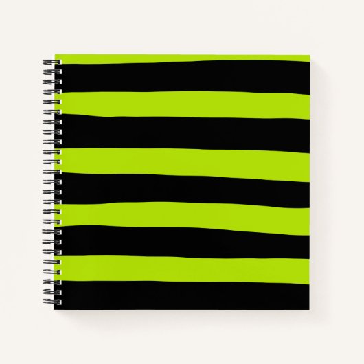 Uneven Stripes - Lime Green en Black Notitieboek (Voorkant)