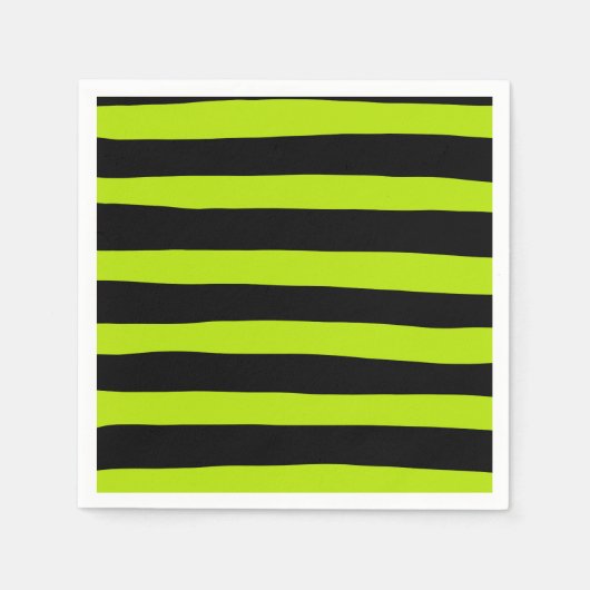 Uneven Stripes - Lime Green en Black Servet (Voorkant)
