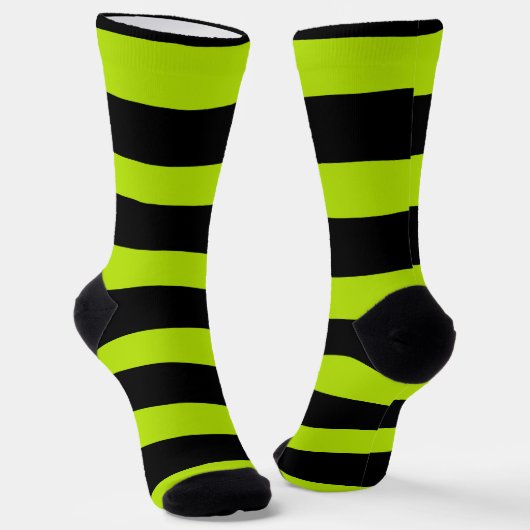 Uneven Stripes - Lime Green en Black Sokken (Gebogen)