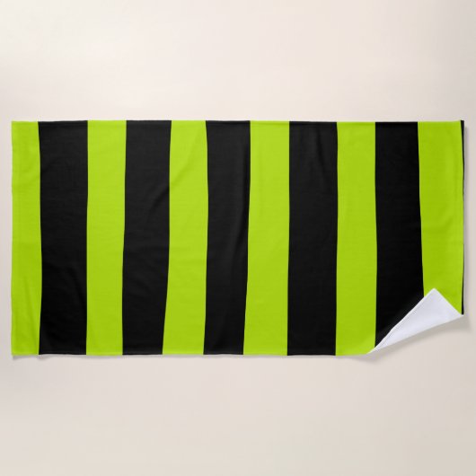 Uneven Stripes - Lime Green en Black Strandlaken (Voorkant)