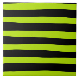 Uneven Stripes - Lime Green en Black Tegeltje