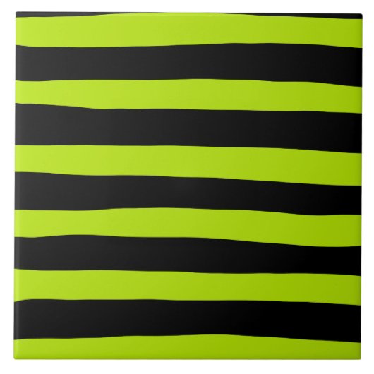 Uneven Stripes - Lime Green en Black Tegeltje (Voorkant)