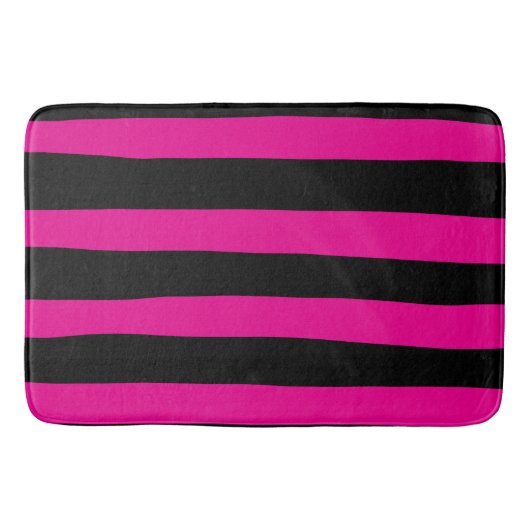 Uneven Stripes - Magenta en Black Badmat (Voorkant)
