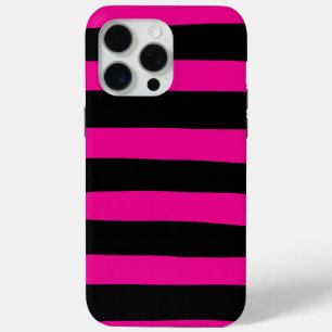 Uneven Stripes - Magenta en Black iPhone 15 Pro Max Hoesje