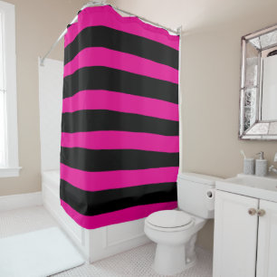 Uneven Stripes - Magenta en Black Douchegordijn