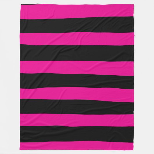 Uneven Stripes - Magenta en Black Fleece Deken (Voorkant)