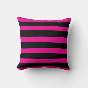 Uneven Stripes - Magenta en Black Kussen