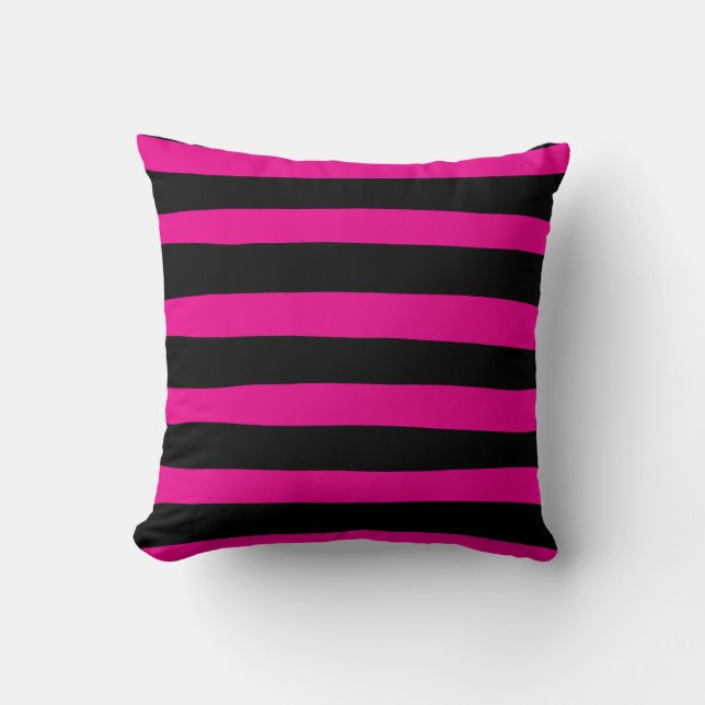 Uneven Stripes - Magenta en Black Kussen (Voorkant)