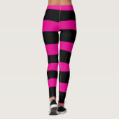 Uneven Stripes - Magenta en Black Leggings (Achterkant)