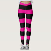 Uneven Stripes - Magenta en Black Leggings (Voorkant)