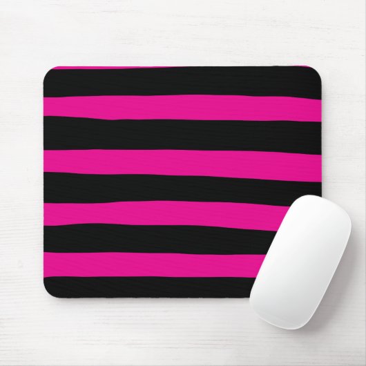 Uneven Stripes - Magenta en Black Muismat (Met muis)