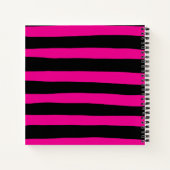 Uneven Stripes - Magenta en Black Notitieboek (Achterkant)