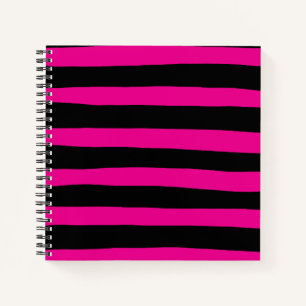Uneven Stripes - Magenta en Black Notitieboek