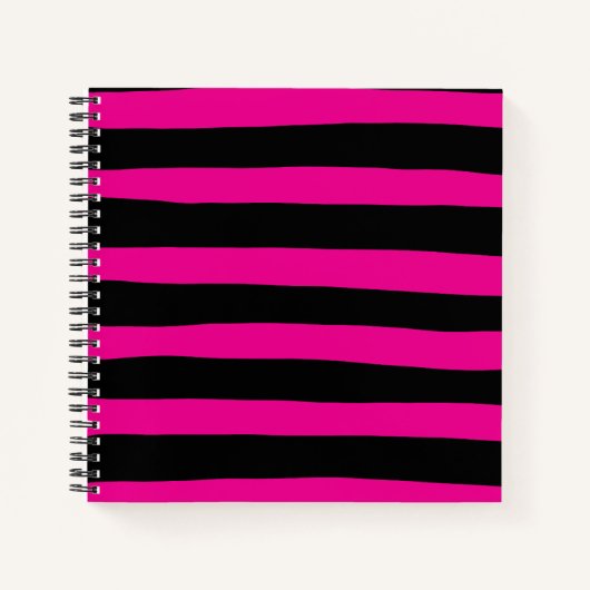 Uneven Stripes - Magenta en Black Notitieboek (Voorkant)