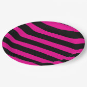 Uneven Stripes - Magenta en Black Papieren Bordje (Gekanteld)