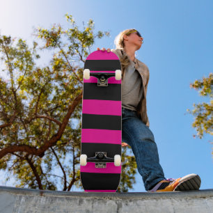 Uneven Stripes - Magenta en Black Persoonlijk Skateboard
