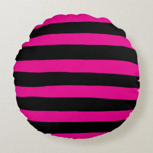Uneven Stripes - Magenta en Black Rond Kussen