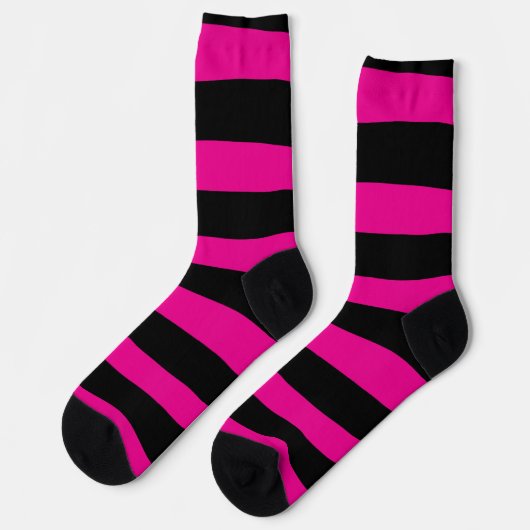 Uneven Stripes - Magenta en Black Sokken (Links)