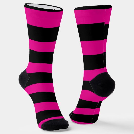 Uneven Stripes - Magenta en Black Sokken (Gebogen)