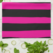 Uneven Stripes - Magenta en Black Theedoek (Gevouwen)