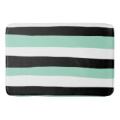 Uneven Stripes - Mint Green, White en Black Badmat (Voorkant)