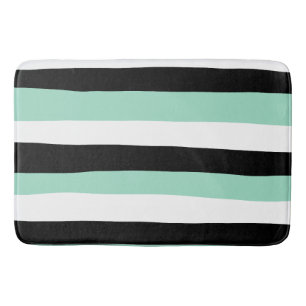 Uneven Stripes - Mint Green, White en Black Badmat