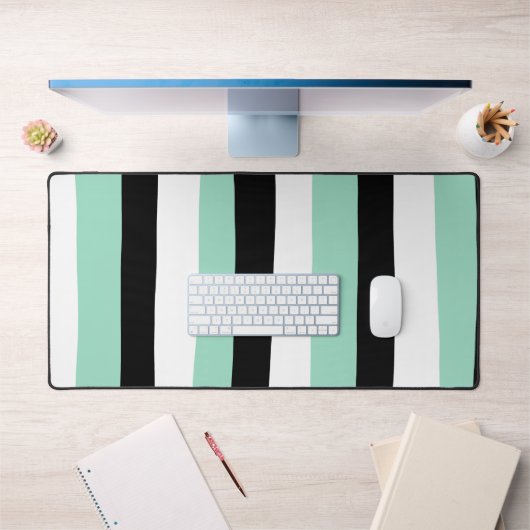 Uneven Stripes - Mint Green, White en Black Bureaumat (Kantoor 1)