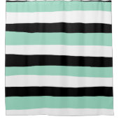 Uneven Stripes - Mint Green, White en Black Douchegordijn (Voorkant)