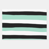 Uneven Stripes - Mint Green, White en Black Inpakpapier Vel (Voorkant 2)