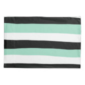 Uneven Stripes - Mint Green, White en Black Kussensloop (Achterkant-Links)