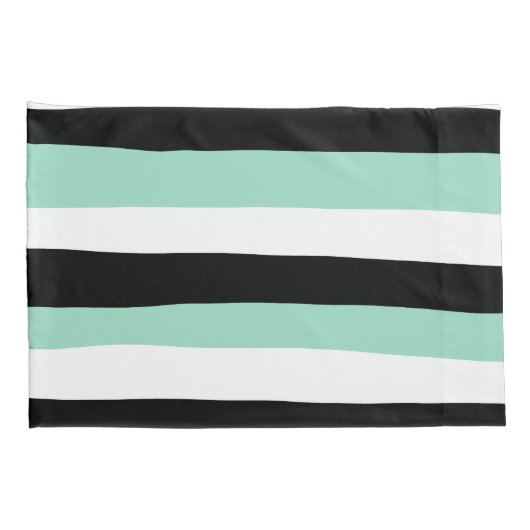 Uneven Stripes - Mint Green, White en Black Kussensloop (Achterkant-Rechts)