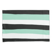 Uneven Stripes - Mint Green, White en Black Kussensloop (Voorkant-Rechts)