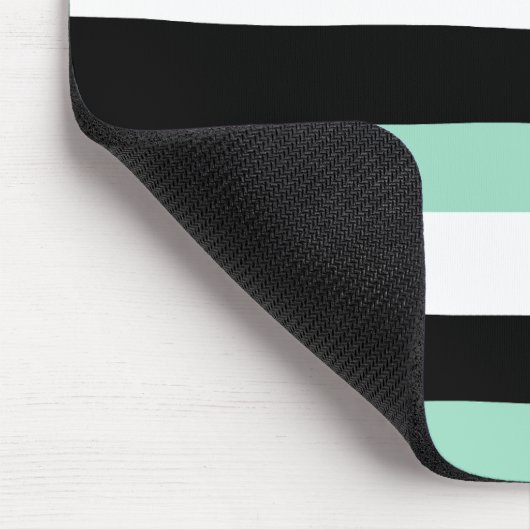 Uneven Stripes - Mint Green, White en Black Muismat (Hoek)