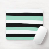 Uneven Stripes - Mint Green, White en Black Muismat (Met muis)