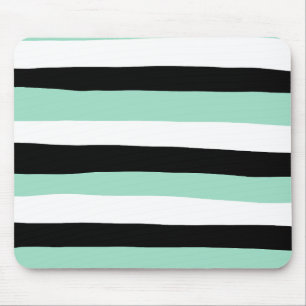 Uneven Stripes - Mint Green, White en Black Muismat