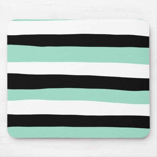 Uneven Stripes - Mint Green, White en Black Muismat (Voorkant)
