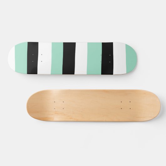 Uneven Stripes - Mint Green, White en Black Persoonlijk Skateboard (Horizontaal)