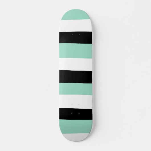 Uneven Stripes - Mint Green, White en Black Persoonlijk Skateboard (Voorkant)